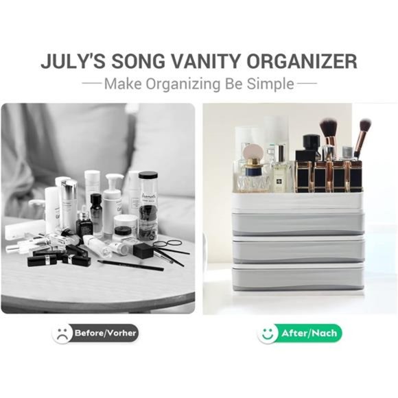 Makeup Organizer with Drawers Tray for Cosmetic Storage, Bathroom Countertop - Picture 4 of 6